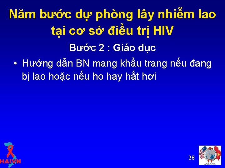 Năm bước dự phòng lây nhiễm lao tại cơ sở điều trị HIV Bước