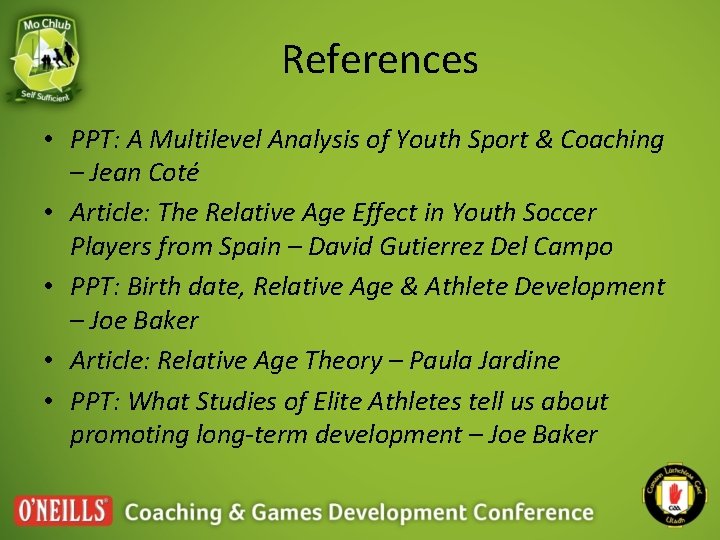 References • PPT: A Multilevel Analysis of Youth Sport & Coaching – Jean Coté