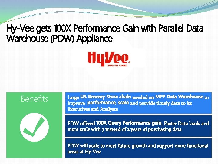Hy-Vee gets 100 X Performance Gain with Parallel Data Warehouse (PDW) Appliance Benefits 43