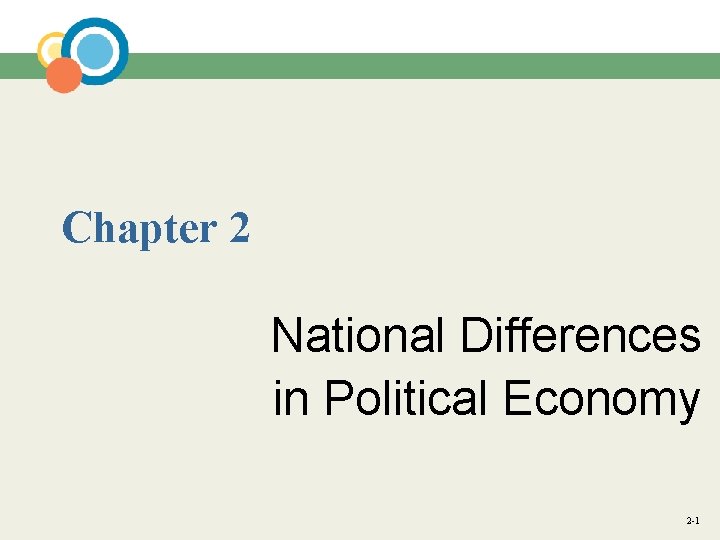 Chapter 2 National Differences in Political Economy 2 -1 