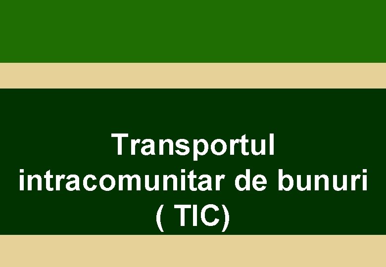 Transportul intracomunitar de bunuri ( TIC) 