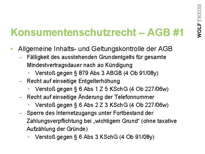 Konsumentenschutzrecht – AGB #1 • Allgemeine Inhalts- und Geltungskontrolle der AGB – Fälligkeit des