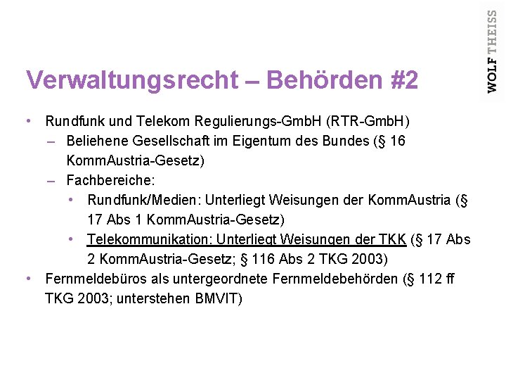 Verwaltungsrecht – Behörden #2 • Rundfunk und Telekom Regulierungs-Gmb. H (RTR-Gmb. H) – Beliehene