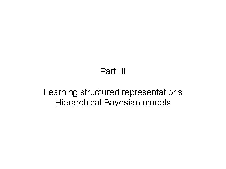 Part III Learning structured representations Hierarchical Bayesian models 