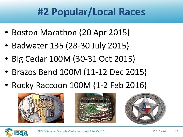 #2 Popular/Local Races • • • Boston Marathon (20 Apr 2015) Badwater 135 (28