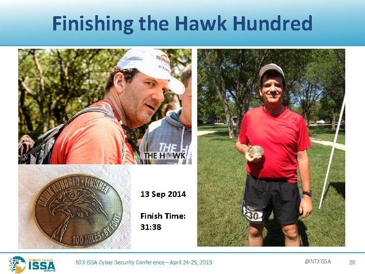 Finishing the Hawk Hundred 13 Sep 2014 Finish Time: 31: 38 NTX ISSA Cyber