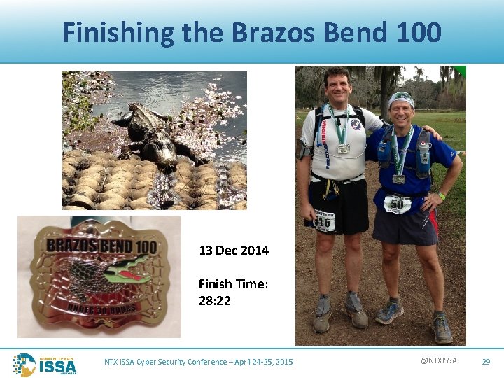 Finishing the Brazos Bend 100 13 Dec 2014 Finish Time: 28: 22 NTX ISSA