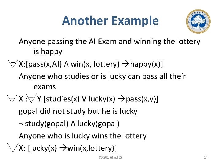 Another Example Anyone passing the AI Exam and winning the lottery is happy X: