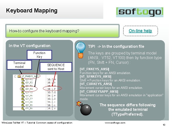 Keyboard Mapping On-line help How-to configure the keyboard mapping? In the VT configuration Function