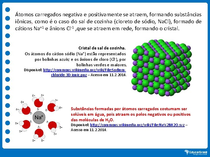 Átomos carregados negativa e positivamente se atraem, formando substâncias iônicas, como é o caso