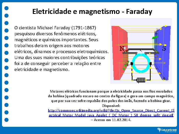 Eletricidade e magnetismo - Faraday O cientista Michael Faraday (1791 -1867) pesquisou diversos fenômenos