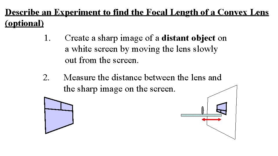 Describe an Experiment to find the Focal Length of a Convex Lens (optional) 1.