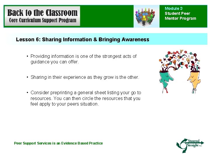 Module 3 Student Peer Mentor Program Lesson 6: Sharing Information & Bringing Awareness • Module 3 Student Peer Mentor Program Lesson 6: Sharing Information & Bringing Awareness •