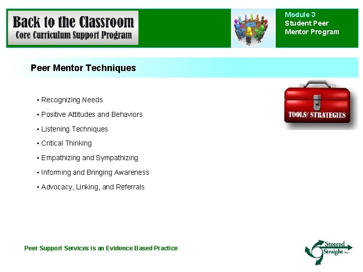 Module 3 Student Peer Mentor Program Peer Mentor Techniques • Recognizing Needs • Positive Module 3 Student Peer Mentor Program Peer Mentor Techniques • Recognizing Needs • Positive