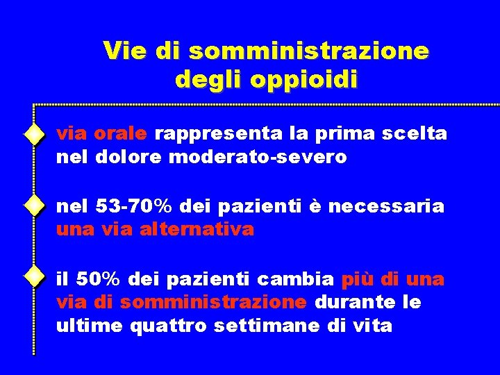 Vie di somministrazione degli oppioidi via orale rappresenta la prima scelta nel dolore moderato-severo