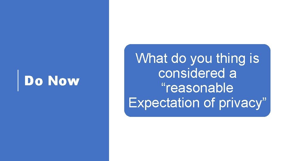 Do Now What do you thing is considered a “reasonable Expectation of privacy” 