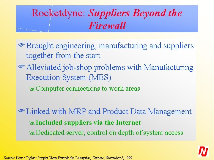 Rocketdyne: Suppliers Beyond the Firewall FBrought engineering, manufacturing and suppliers together from the start