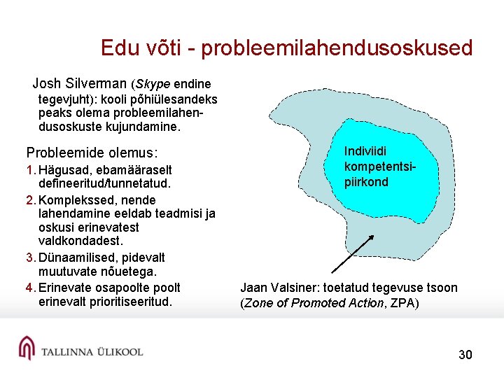 Edu võti - probleemilahendusoskused Josh Silverman (Skype endine tegevjuht): kooli põhiülesandeks peaks olema probleemilahendusoskuste