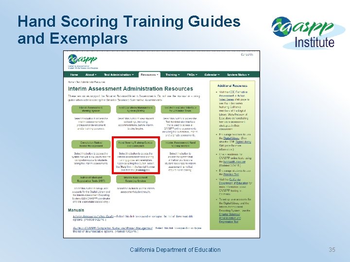 Hand Scoring Training Guides and Exemplars California Department of Education 35 