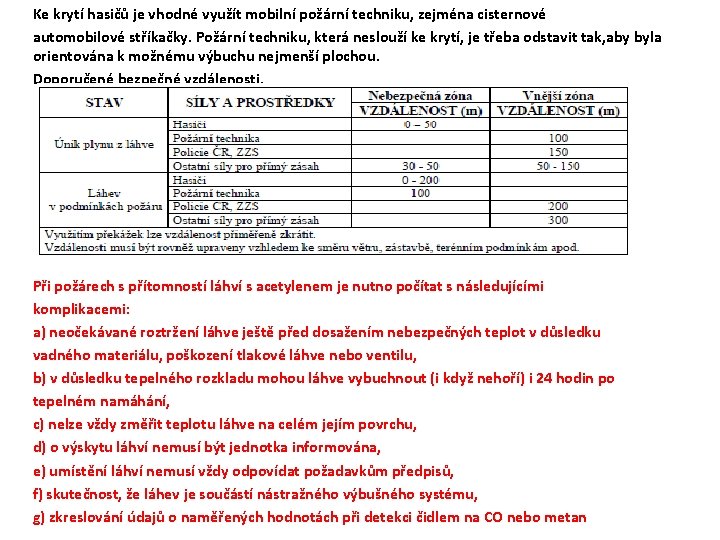 Ke krytí hasičů je vhodné využít mobilní požární techniku, zejména cisternové automobilové stříkačky. Požární Ke krytí hasičů je vhodné využít mobilní požární techniku, zejména cisternové automobilové stříkačky. Požární