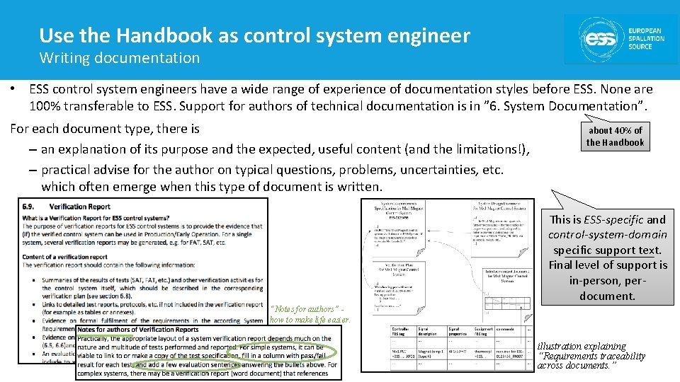 Use the Handbook as control system engineer Writing documentation • ESS control system engineers