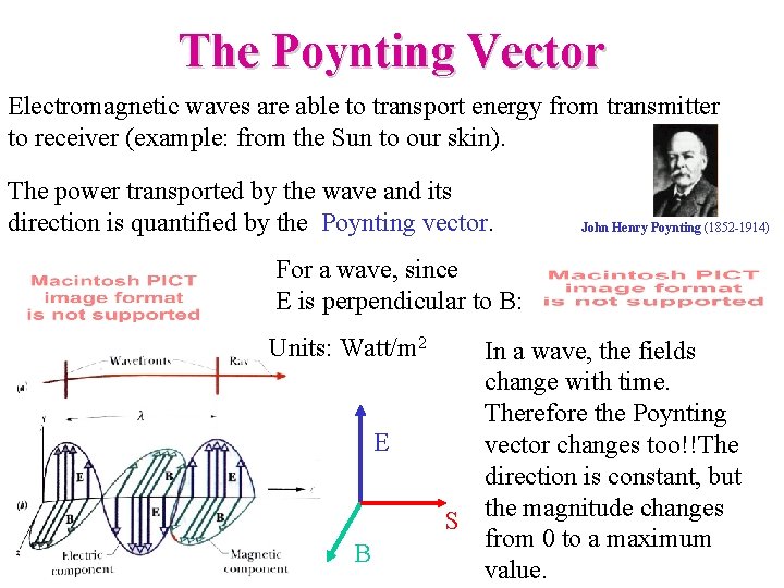 The Poynting Vector Electromagnetic waves are able to transport energy from transmitter to receiver