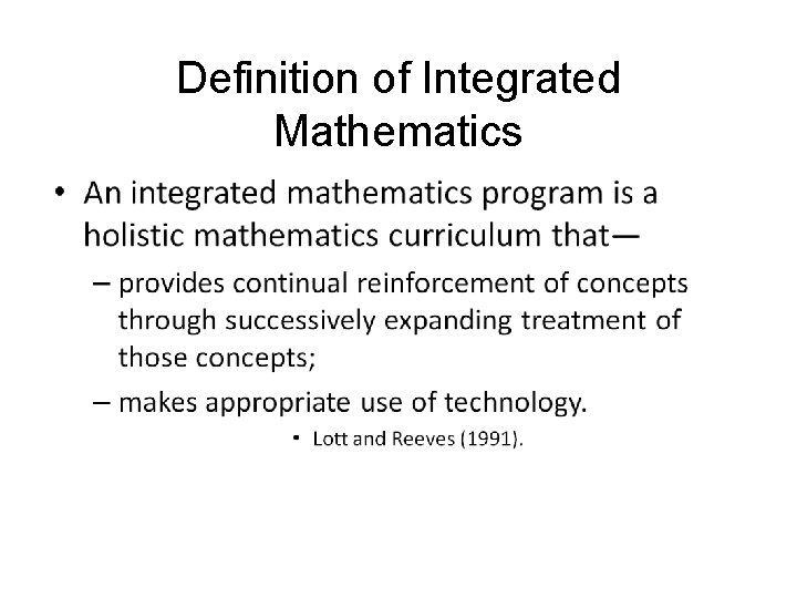 Definition of Integrated Mathematics 