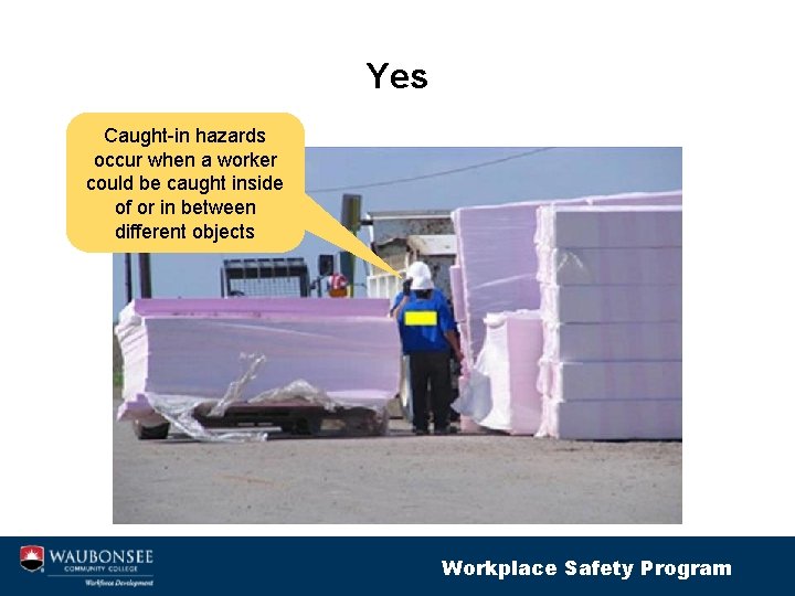 Yes Caught-in hazards occur when a worker could be caught inside of or in