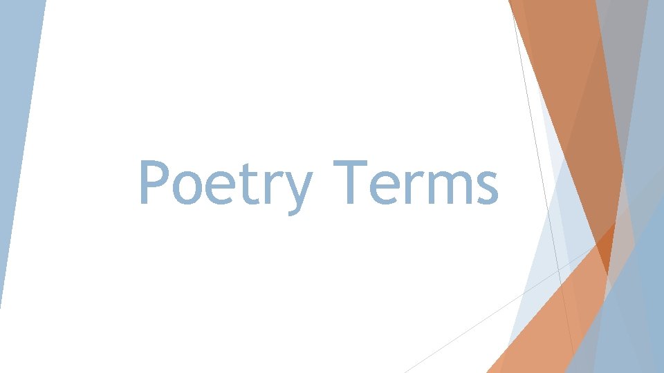 Poetry Terms 