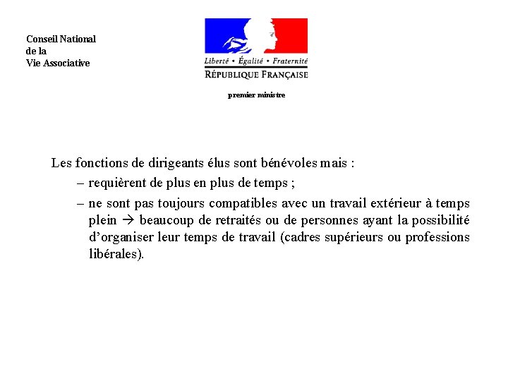  Conseil National de la Vie Associative premier ministre Les fonctions de dirigeants élus
