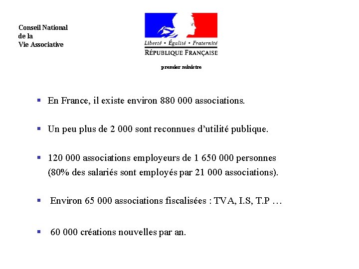  Conseil National de la Vie Associative premier ministre § En France, il existe