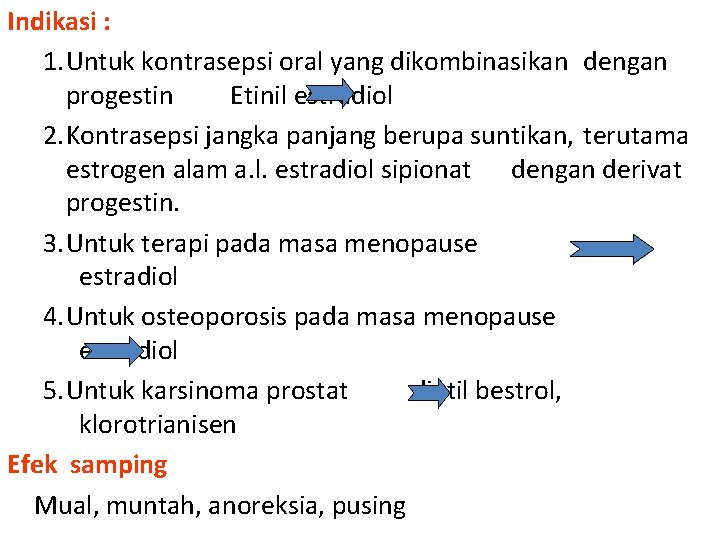 Indikasi : 1. Untuk kontrasepsi oral yang dikombinasikan dengan progestin Etinil estradiol 2. Kontrasepsi