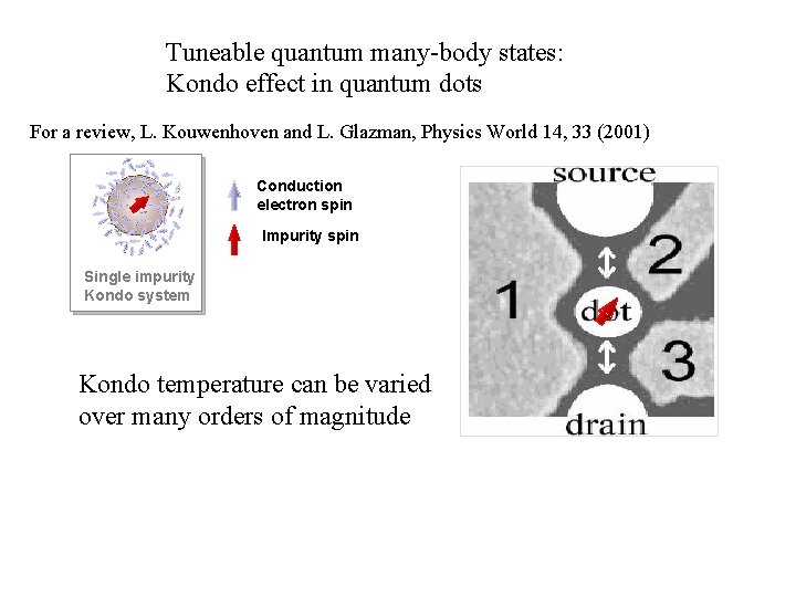 Tuneable quantum many-body states: Kondo effect in quantum dots For a review, L. Kouwenhoven