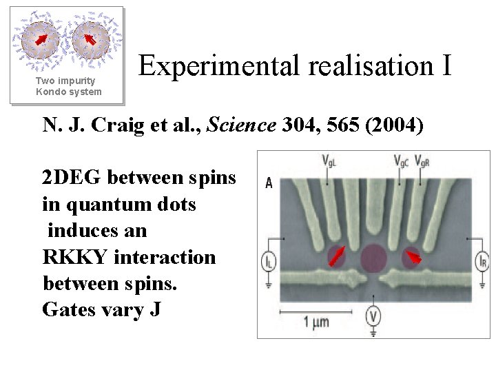 Two impurity Kondo system Experimental realisation I N. J. Craig et al. , Science