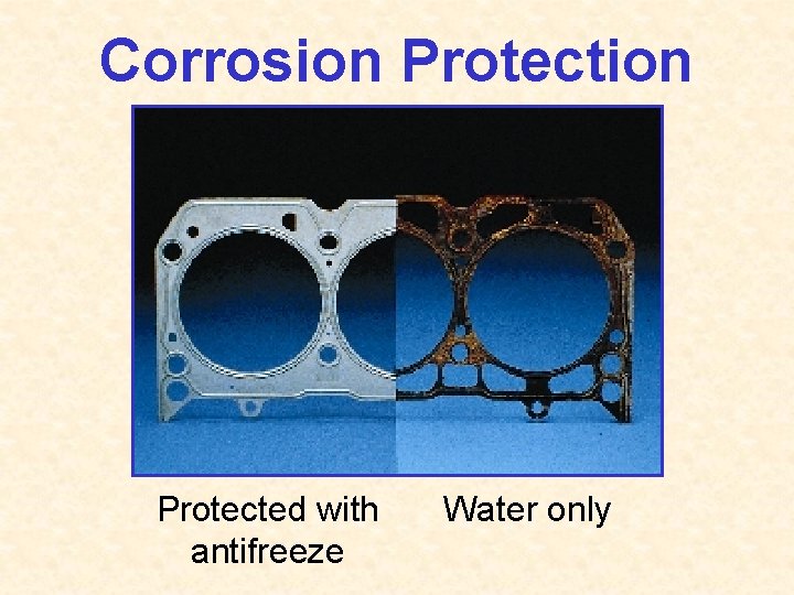 Corrosion Protected with antifreeze Water only 