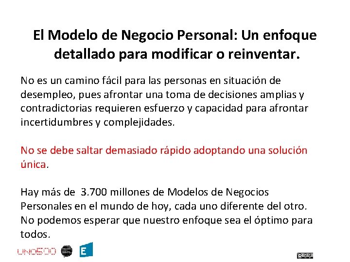 El Modelo de Negocio Personal: Un enfoque detallado para modificar o reinventar. No es