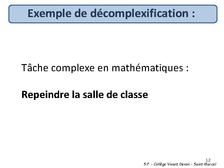 Exemple de décomplexification : Tâche complexe en mathématiques : Repeindre la salle de classe