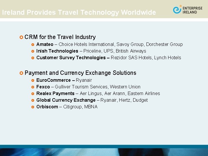 Ireland Provides Travel Technology Worldwide £ CRM for the Travel Industry £ Amateo –