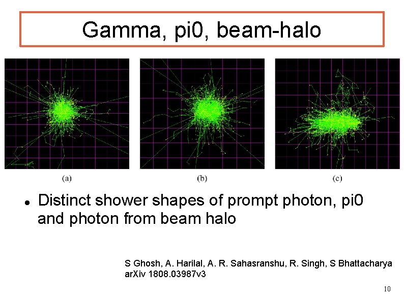 Gamma, pi 0, beam-halo Distinct shower shapes of prompt photon, pi 0 and photon