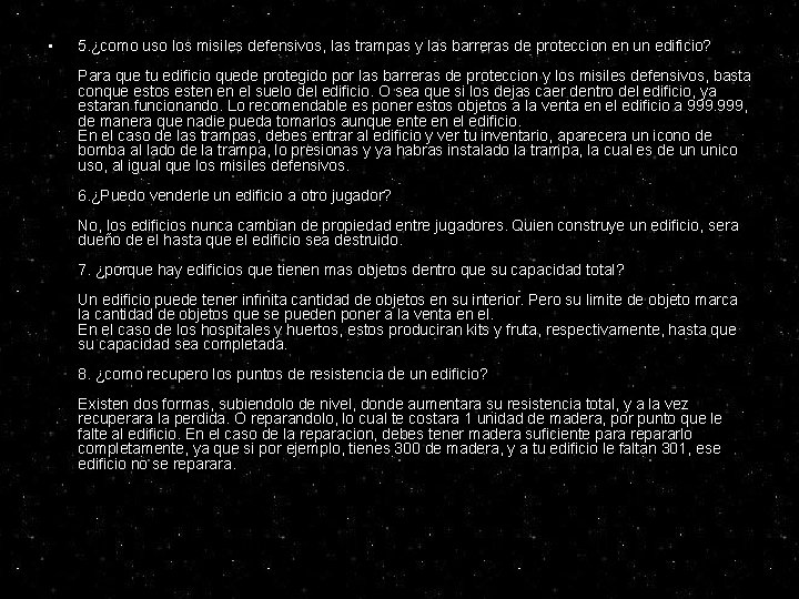 • 5. ¿como uso los misiles defensivos, las trampas y las barreras de • 5. ¿como uso los misiles defensivos, las trampas y las barreras de