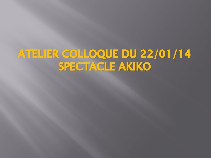 ATELIER COLLOQUE DU 22/01/14 SPECTACLE AKIKO 