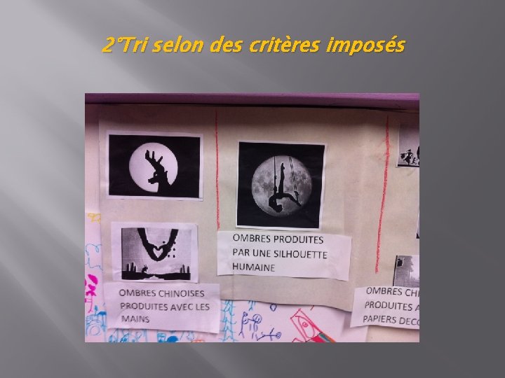 2°Tri selon des critères imposés 