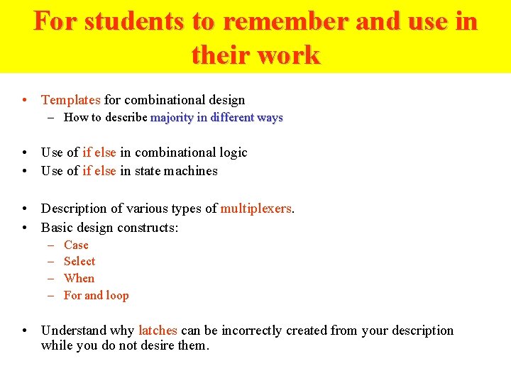 For students to remember and use in their work • Templates for combinational design For students to remember and use in their work • Templates for combinational design