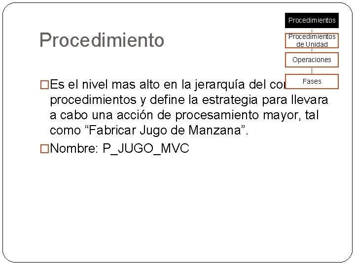 Procedimientos de Unidad Operaciones �Es el nivel mas alto en la jerarquía del control.