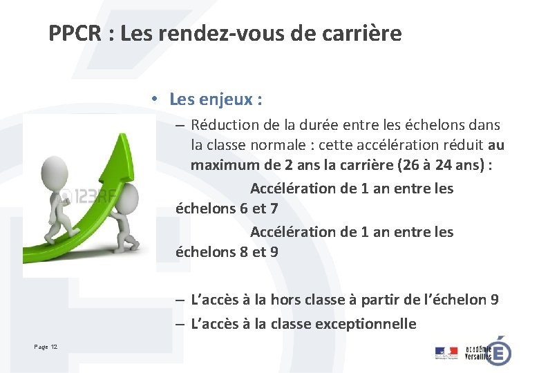 PPCR : Les rendez-vous de carrière • Les enjeux : – Réduction de la