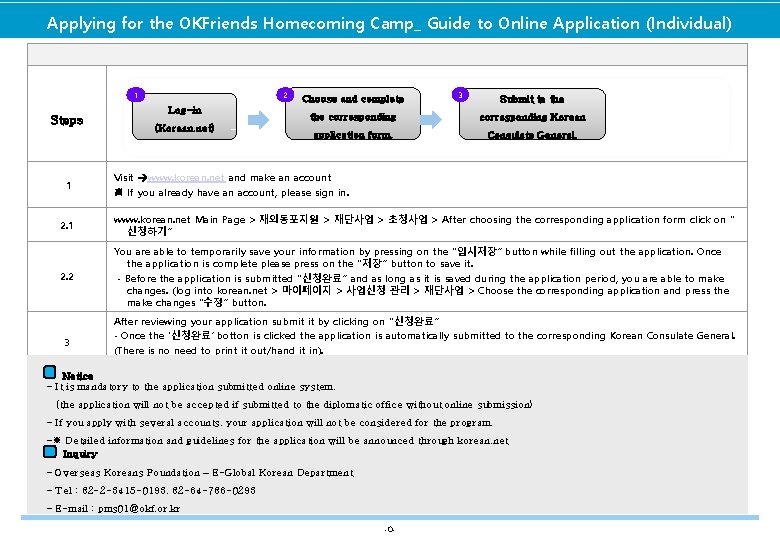 Applying for the OKFriends Homecoming Camp_ Guide to Online Application (Individual) 1 Steps 1