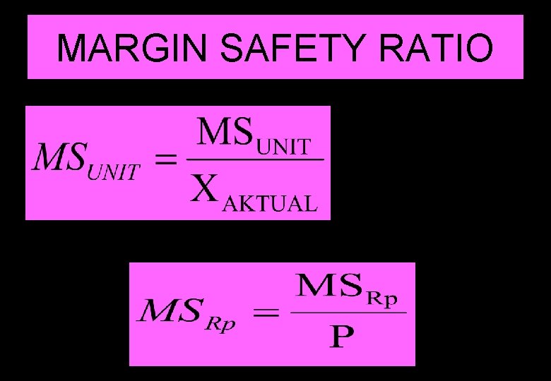 MARGIN SAFETY RATIO 