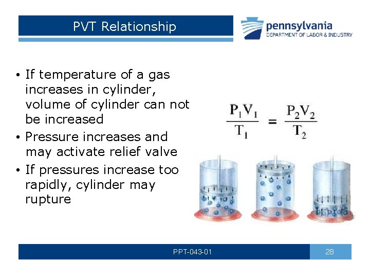 PVT Relationship • If temperature of a gas increases in cylinder, volume of cylinder