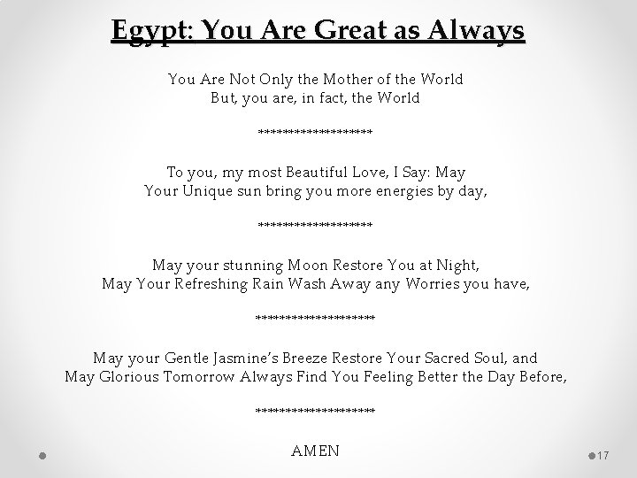 Egypt: You Are Great as Always You Are Not Only the Mother of the