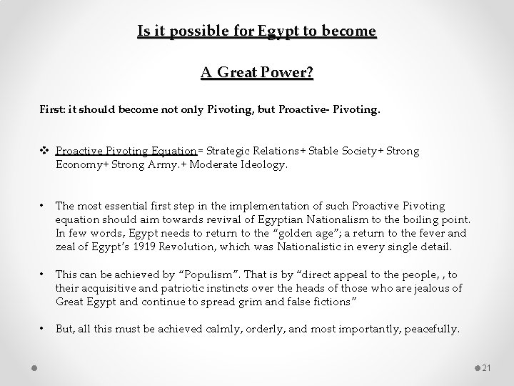 Is it possible for Egypt to become A Great Power? First: it should become